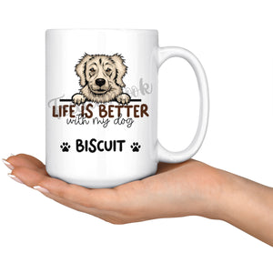 Personalized Golden Retriever 2 Dog Mom Dad Mug, Custom Dog's Name Gift