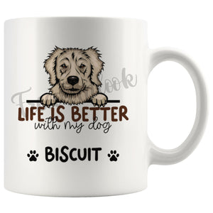 Personalized Golden Retriever 2 Dog Mom Dad Mug, Custom Dog's Name Gift