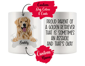 Personalized Golden Retriever Dog Mom Dad Mug, Funny Dog Owner Gift