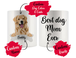 Personalized Golden Retriever Dog Mom Dad Mug, Best Dog Owner Gift