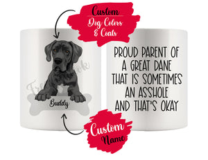 Personalized Great Dane Dog Mom Dad Mug, Funny Dog Owner Gift