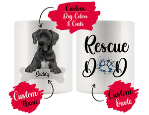 Personalized Great Dane Dog Rescue Mom Dad Mug, Best Dog Owner Gift