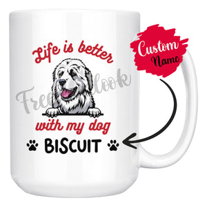 Personalized Great Pyreness Dog Mom Dad Mug, Custom Dog's Name Gift