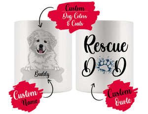 Personalized Great Pyrenees Dog Rescue Mom Dad Mug, Best Dog Owner Gift