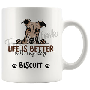 Personalized Greyhound Dog Mom Dad Mug, Custom Dog's Name Gift