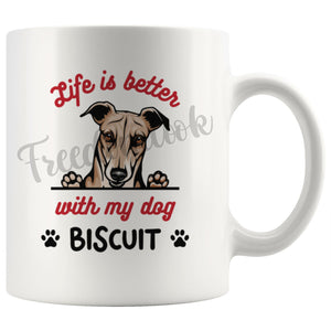 Personalized Greyhound Dog Mom Dad Mug, Custom Dog's Name Gift