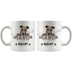 Personalized Greyhound Dog Mom Dad Mug, Custom Dog's Name Gift