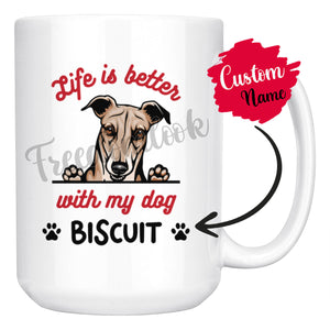 Personalized Greyhound Dog Mom Dad Mug, Custom Dog's Name Gift