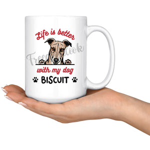 Personalized Greyhound Dog Mom Dad Mug, Custom Dog's Name Gift