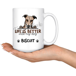 Personalized Greyhound Dog Mom Dad Mug, Custom Dog's Name Gift