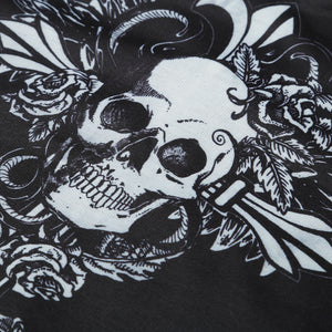 Skull Print Hoodie with Angel Wings - Freedom Look