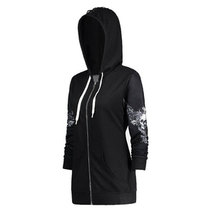 Skull Print Hoodie with Angel Wings - Freedom Look