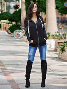 Skull Print Hoodie with Angel Wings - Freedom Look