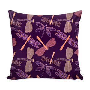 Dragonfly Violet Pillow With Insert - Freedom Look
