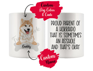 Personalized Hokkaido Dog Mom Dad Mug, Funny Dog Owner Gift