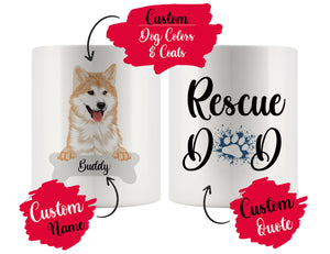 Personalized Hokkaido Dog Rescue Mom Dad Mug, Best Dog Owner Gift