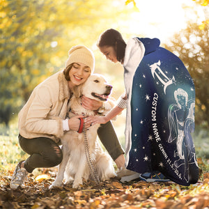 Personalized Gemini Horoscope Zodiac Star Sign Hooded Blanket