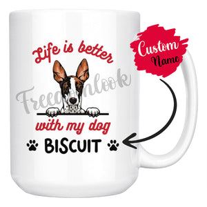 Personalized Ibizan Hound Dog Mom Dad Mug, Custom Dog's Name Gift