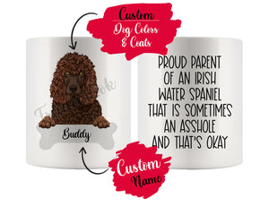 Personalized Irish Water Spaniel Dog Mom Dad Mug, Funny Dog Owner Gift