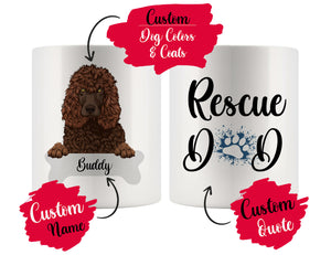 Personalized Irish Water Spaniel Dog Rescue Mom Dad Mug, Best Dog Owner Gift