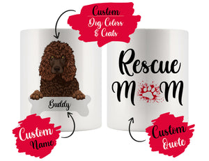 Personalized Irish Water Spaniel Dog Rescue Mom Dad Mug, Best Dog Owner Gift