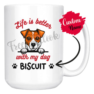 Personalized Jack Russel Terrier Dog Mom Dad Mug, Custom Dog's Name Gift