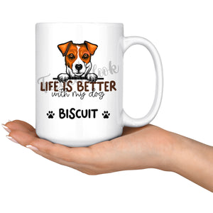 Personalized Jack Russel Terrier Dog Mom Dad Mug, Custom Dog's Name Gift