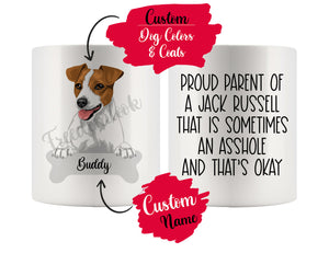 Personalized Jack Russell Terrier Dog Mom Dad Mug, Funny Dog Owner Gift