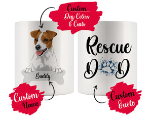 Personalized Jack Russell Terrier Dog Rescue Mom Dad Mug, Best Dog Owner Gift