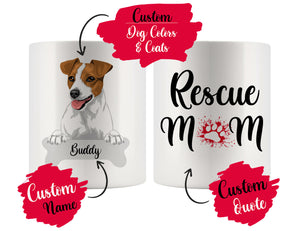 Personalized Jack Russell Terrier Dog Rescue Mom Dad Mug, Best Dog Owner Gift