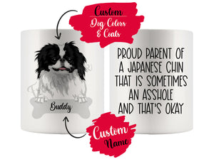 Personalized Japanese Chin Dog Mom Dad Mug, Funny Dog Owner Gift