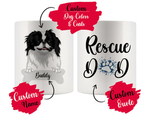 Personalized Japanese Chin Dog Rescue Mom Dad Mug, Best Dog Owner Gift