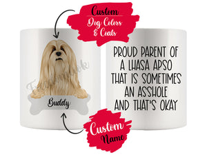 Personalized Lhasa Apso Dog Mom Dad Mug, Funny Dog Owner Gift