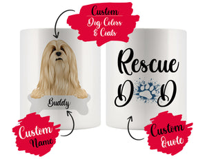 Personalized Lhasa Apso Dog Rescue Mom Dad Mug, Best Dog Owner Gift