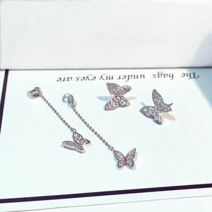 Crystal Butterfly Long Earrings - Freedom Look
