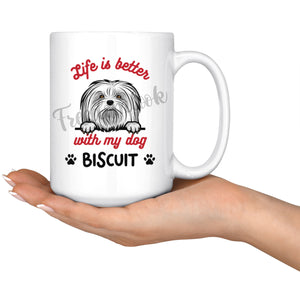 Personalized Maltese Dog Mom Dad Mug, Custom Dog's Name Gift