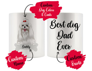Personalized Maltese Dog Mom Dad Mug, Best Dog Owner Gift