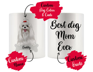Personalized Maltese Dog Mom Dad Mug, Best Dog Owner Gift