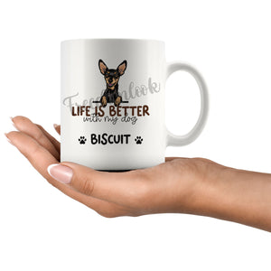 Personalized Miniature Pinscher 3 Dog Mom Dad Mug, Custom Dog's Name Gift
