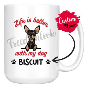 Personalized Miniature Pinscher 3 Dog Mom Dad Mug, Custom Dog's Name Gift