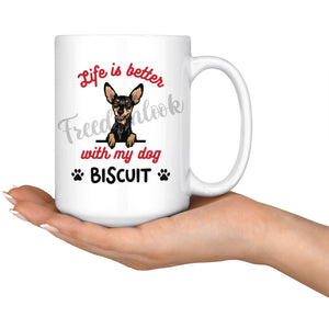 Personalized Miniature Pinscher 3 Dog Mom Dad Mug, Custom Dog's Name Gift