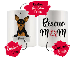 Personalized Minature Pinscher Dog Rescue Mom Dad Mug, Best Dog Owner Gift