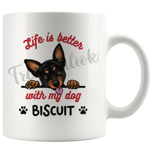 Personalized Miniature Pinscher 2 Dog Mom Dad Mug, Custom Dog's Name Gift