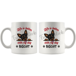 Personalized Miniature Pinscher 2 Dog Mom Dad Mug, Custom Dog's Name Gift