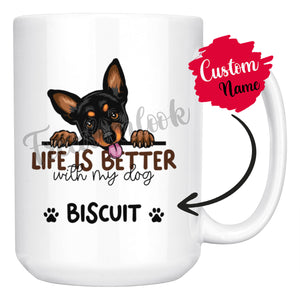 Personalized Miniature Pinscher 2 Dog Mom Dad Mug, Custom Dog's Name Gift