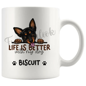 Personalized Miniature Pinscher 2 Dog Mom Dad Mug, Custom Dog's Name Gift