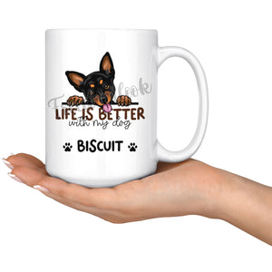 Personalized Miniature Pinscher 2 Dog Mom Dad Mug, Custom Dog's Name Gift