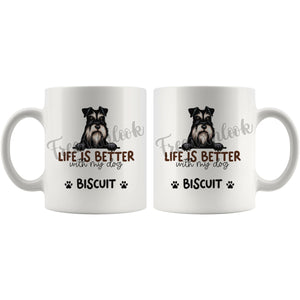 Personalized Miniature Schnauzer Dog Mom Dad Mug, Custom Dog's Name Gift