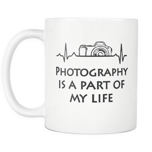 Photography Heartbeat Coffee Mug - Unique Gifts For Professional Photographer - Photography Related Gifts - Birthday Gift For Him Or Her - Photography Is Part Of My Life (11 oz)