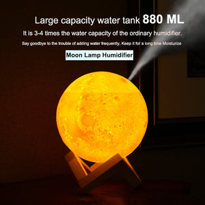 Air Humidifier 3D Moon Lamp Diffuser - Aroma Essential Oil